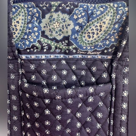 🌊 Woman’s Vera Bradly Seaside Blue Multi Pocket 100% Cotton Purse/Bag - Picture 2 of 11